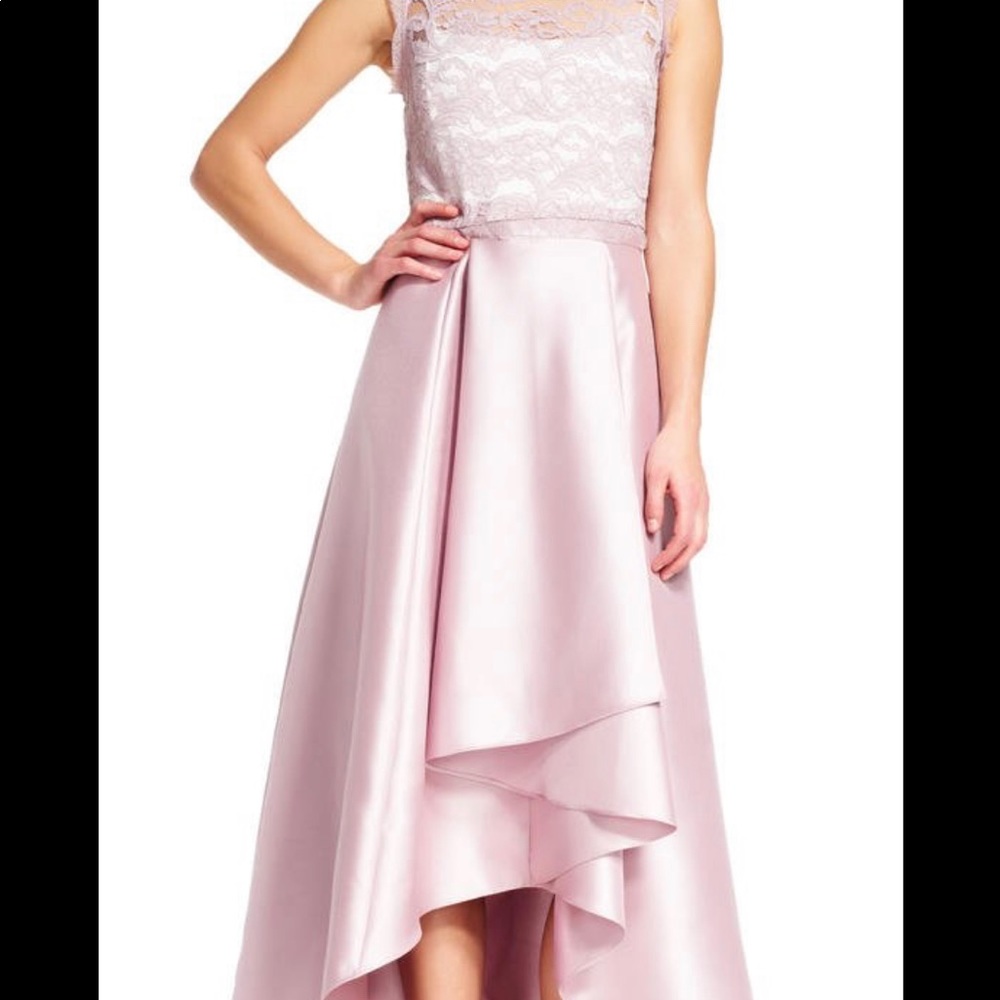 Adrianna Papell Lace and Mikado Quartz Gown